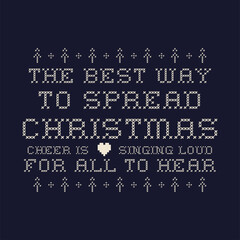 Merry Christmas lettering design on dark background. Holidays quote - the best way to spread Christmas. Stock xmas typography and calligraphy arts for t-shirt printing
