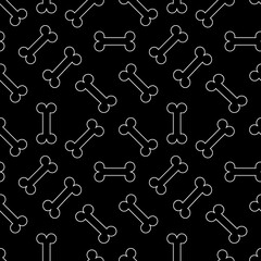 Outlined, doodle style bones vector seamless pattern background for Halloween design.
