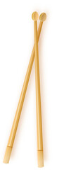 Drumsticks. Crossed wooden drumsticks. Percussion musical instrument. Rock or jazz equipment.