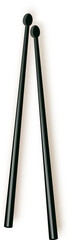 Drumsticks. Crossed wooden drumsticks. Percussion musical instrument. Rock or jazz equipment.