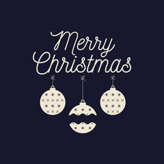 Christmas lettering design on dark background. Holidays quote - Merry Christmas with toys. Stock xmas typography and calligraphy arts for t-shirt printing