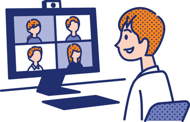 テレワークする男性