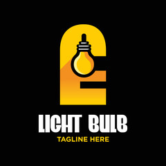 Letter E Bulb Logo Design Template Inspiration, Vector Illustration.