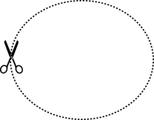 Scissors cut lines silhouette. Scissors with cut lines