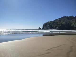 Beach and headland at Whangamata, New Zealand
