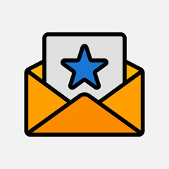 Favourite icon in filled line style about email, use for website mobile app presentation