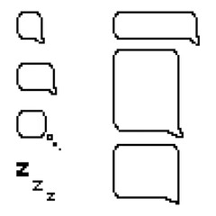 Set different shape pixel speech bubble. Geometric texting dialogue boxes. Vector illustration