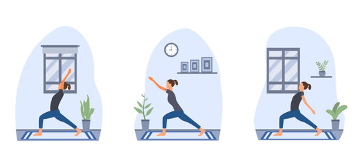Yoga exercise flat bundle design illustration
