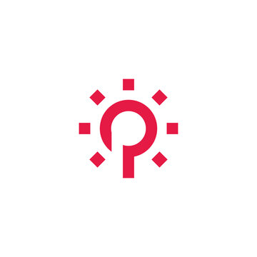 letter p power sun symbol logo vector