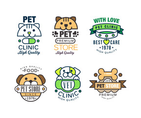 Naklejka premium Logo for Pet Premium Shop or Store and Clinic Vector Set