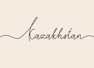 Kazakhstan Hand-Drawn text tag with line style. 