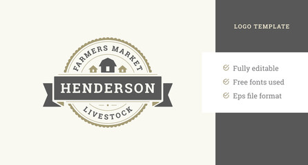 Premium circle ragged farm market business logo design template vector illustration