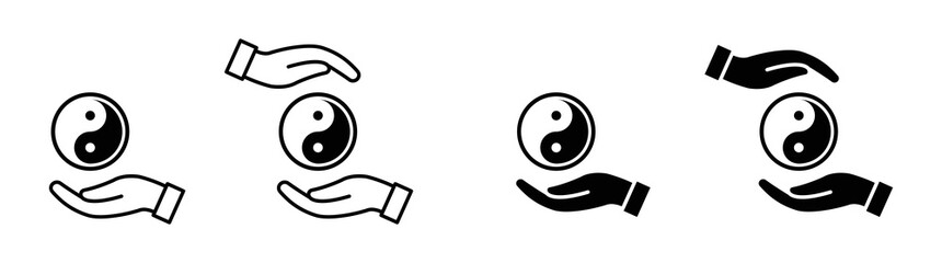 Hand holding yin and yang icon, vector illustration