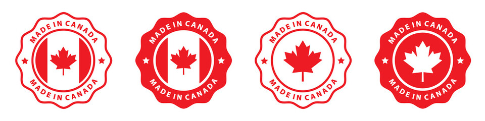 Made in Canada label icon, vector illustration.