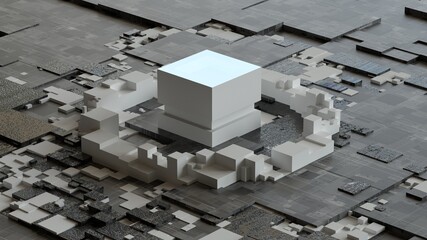ブロックの幾何学的な背景素材。近未来の町