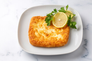 Saganaki is a Greek delicacy of fried cheese.