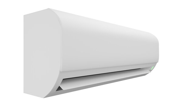 the indoor unit of the air conditioner from the left side of the transparent background 3d
