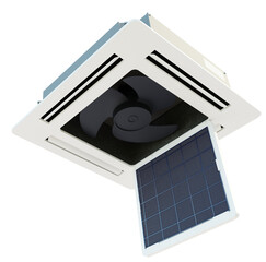 cassette air conditioner open for service transparent background 3d