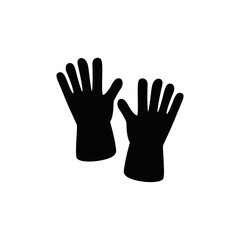 Rubber gloves icon in black flat glyph, filled style isolated on white background
