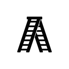 Ladder icon in black flat glyph, filled style isolated on white background