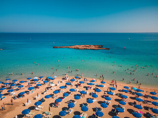 Fig Tree Bay - the most famous beach in Protaras, Cyprus, loved by tourists and locals for its soft sand and clear blue water