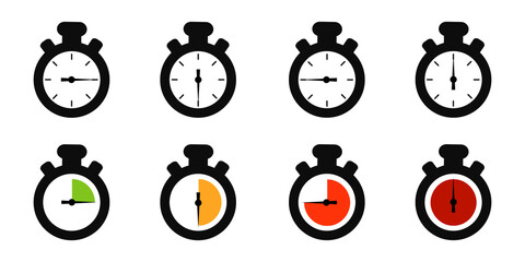 Colorful Timer Icons Set - Different Isolated Illustrations