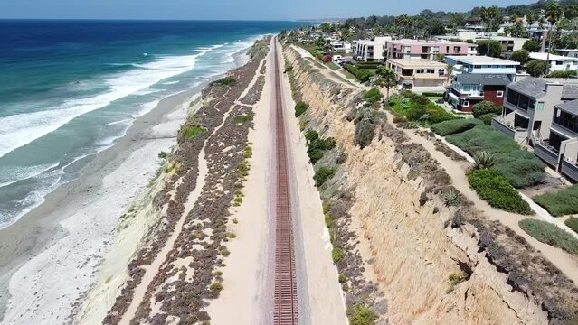 Arial Shot Of Delmar Coastline, Amtrack train