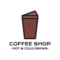 icon of disposable cup and Coffee Shop text
