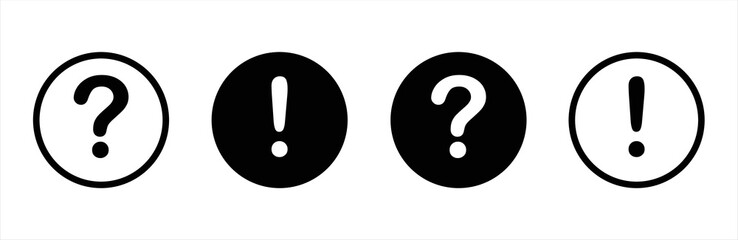 Exclamation and question mark icon set. Question mark and exclamation symbol, vector for apps and website.