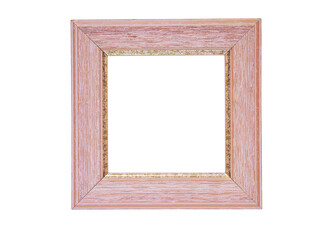 Empty picture frame pink color square shape isolated on a white background. Anniversary, valentine,...