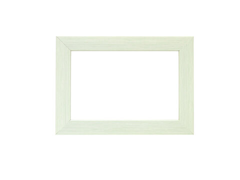 Empty picture frame light green color rectangle shape isolated on a white background. Anniversary, valentine, wedding and mother day concetp. Photo frame for template and design..
