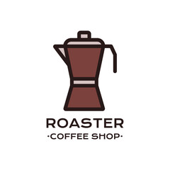 logo of geyser coffee maker and text on white background