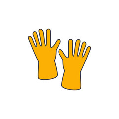 Rubber gloves icon in color, isolated on white background 