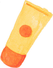 sun protection cream in the holiday summer watercolor hand painted