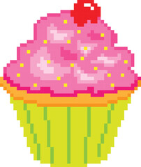 Muffin Pixel art vector illustration. Dessert image or clip art.