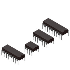 3d rendering illustration of some integrated circuits chips