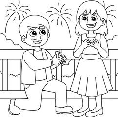 Wedding Proposal Coloring Page for Kids