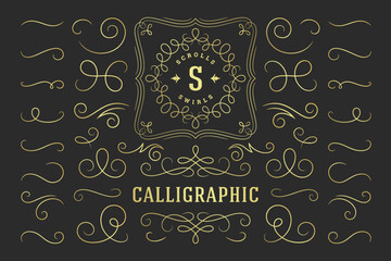Calligraphic design elements vintage ornaments swirls and scrolls ornate decorations vector design elements