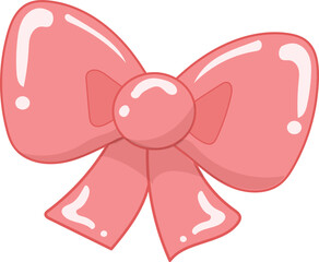 Cute pink ribbon cartoon vector.