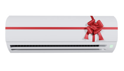 air conditioner indoor unit with gift ribbon transparent background 3d render