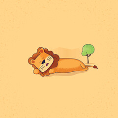 Lion cartoon enjoying life