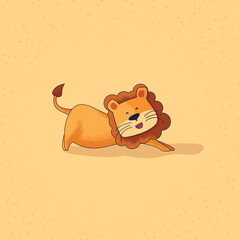 Lion cartoon enjoying life