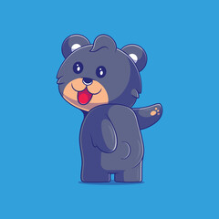 cute black bear illustration mocking suitable for mascot sticker and t-shirt design