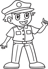 Police Officer Isolated Coloring Page for Kids