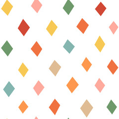 Folk hand-drawn abstract seamless pattern with lozenges. Ethnical vector repeat on isolated background for fabric etc