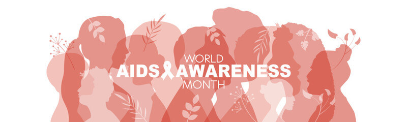 World AIDS Awareness Month banner. - obrazy, fototapety, plakaty