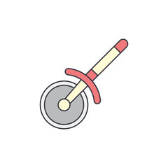 Pizza cutter, Pizza slicer icon in color, isolated on white background 