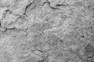 Grey rock, washed out part. Concrete background.