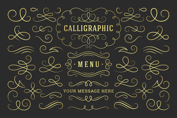 Calligraphic design elements vintage ornaments swirls and scrolls ornate decorations vector design elements