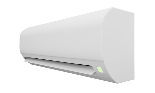 the indoor unit of the air conditioner from the right side of the transparent background 3d